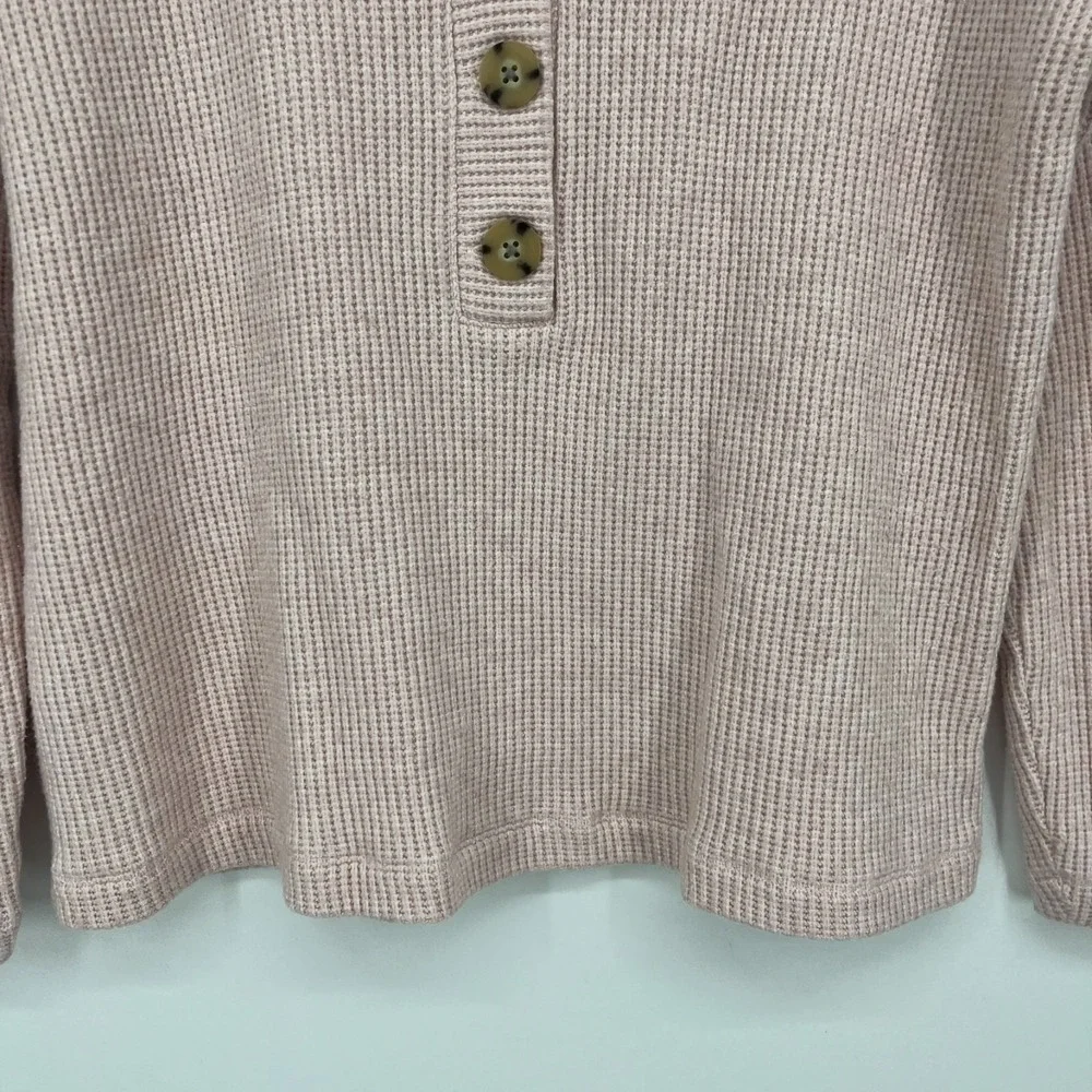J. Jill Sweater Women's Size M Pink Knit 1/4 Button‎ V-Neck Rayon Blend